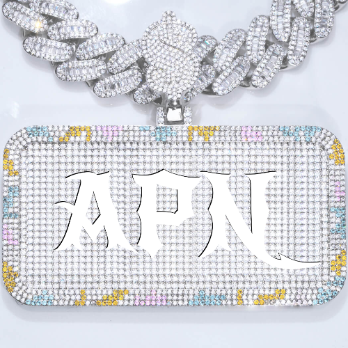 CUSTOM LETTER NECKLACE 3D COLORFUL SQUARE