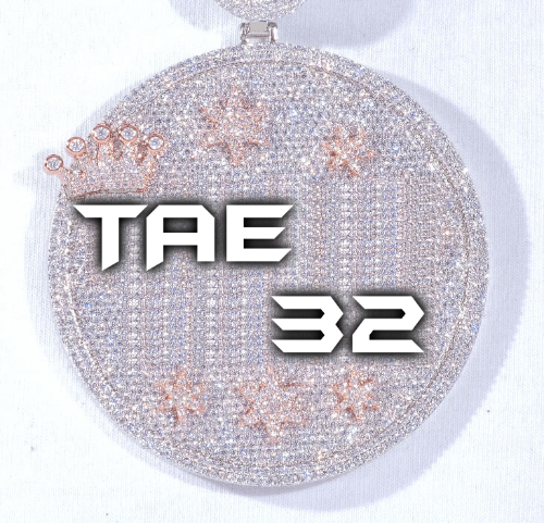 CUSTOM LETTER NECKLACE 3D BIG CROWN DISC