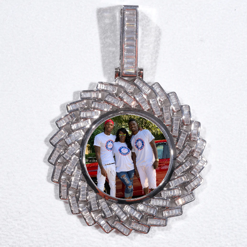Large 3D Baguette Custom Picture Pendant