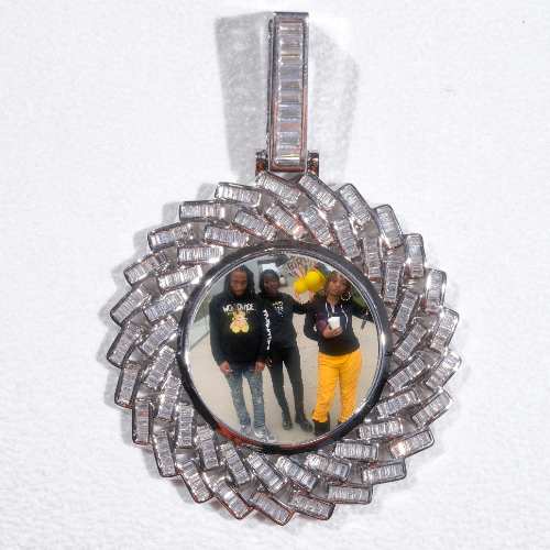 Large 3D Baguette Custom Picture Pendant