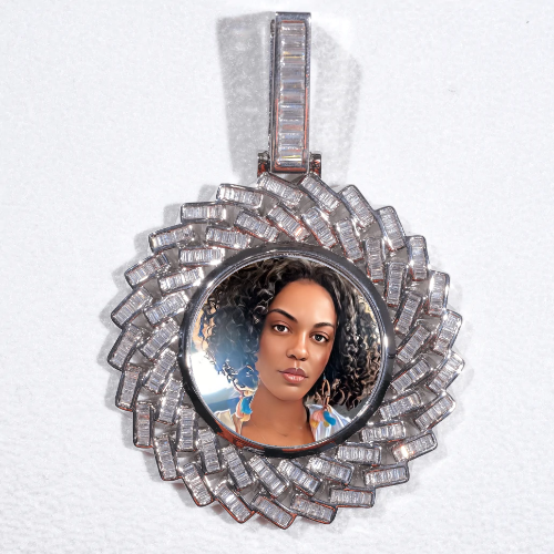 Large 3D Baguette Custom Picture Pendant