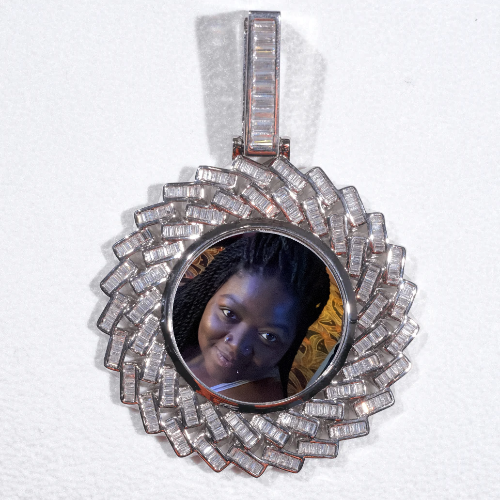 Large 3D Baguette Custom Picture Pendant