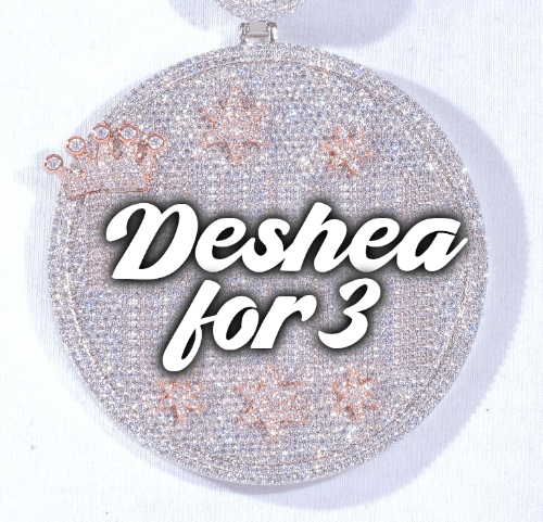 CUSTOM LETTER NECKLACE 3D BIG CROWN DISC