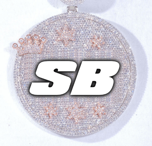 CUSTOM LETTER NECKLACE 3D BIG CROWN DISC