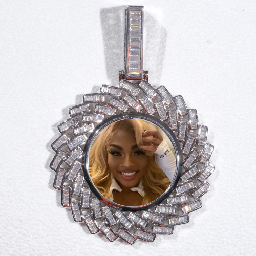 Large 3D Baguette Custom Picture Pendant