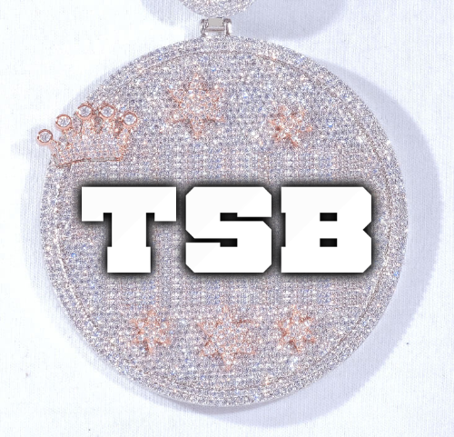 CUSTOM LETTER NECKLACE 3D BIG CROWN DISC