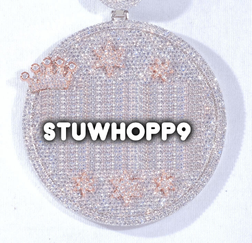 CUSTOM LETTER NECKLACE 3D BIG CROWN DISC