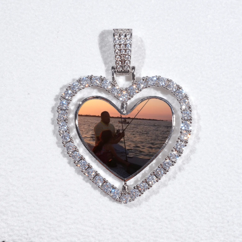 3D Spinning 2-Faced Heart Custom Picture Pendant