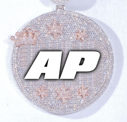 CUSTOM LETTER NECKLACE 3D BIG CROWN DISC