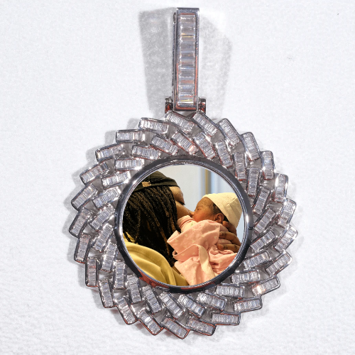 Large 3D Baguette Custom Picture Pendant