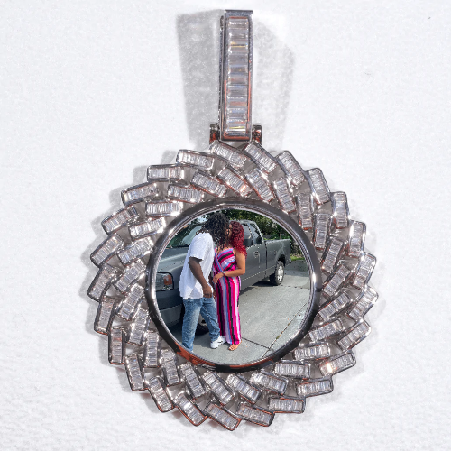 Large 3D Baguette Custom Picture Pendant