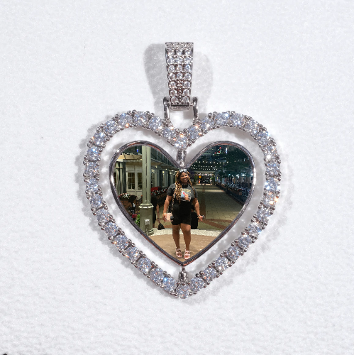 3D Spinning 2-Faced Heart Custom Picture Pendant