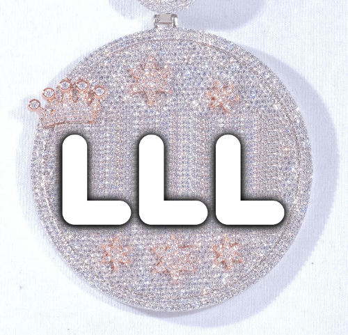 CUSTOM LETTER NECKLACE 3D BIG CROWN DISC