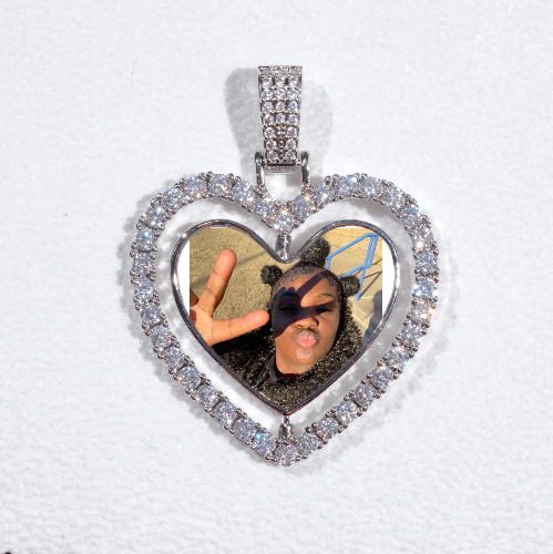 3D Spinning 2-Faced Heart Custom Picture Pendant