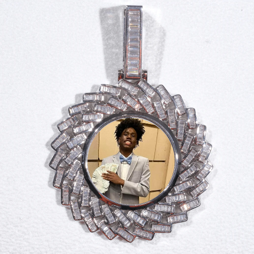 Large 3D Baguette Custom Picture Pendant