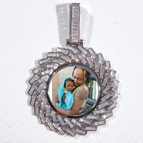 Large 3D Baguette Custom Picture Pendant
