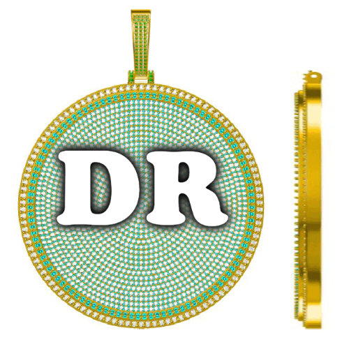 CUSTOM LETTER NECKLACE 3D BIG DISC