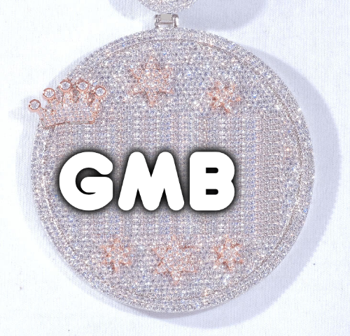 CUSTOM LETTER NECKLACE 3D BIG CROWN DISC