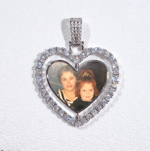 3D Spinning 2-Faced Heart Custom Picture Pendant