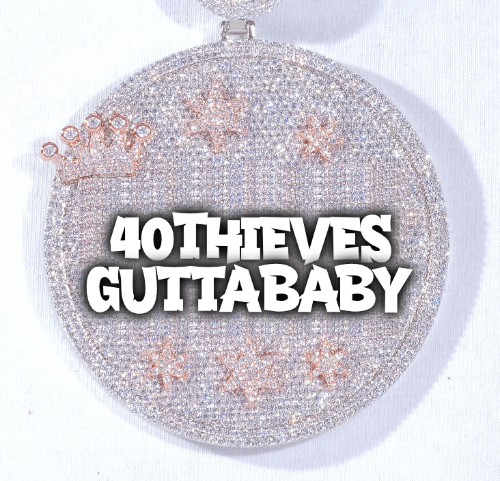 CUSTOM LETTER NECKLACE 3D BIG CROWN DISC