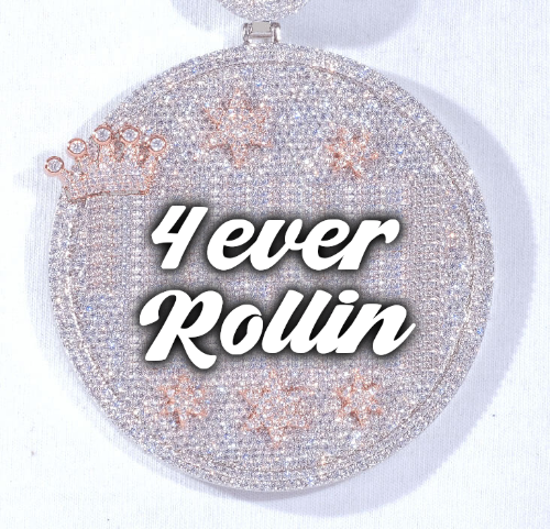 CUSTOM LETTER NECKLACE 3D BIG CROWN DISC