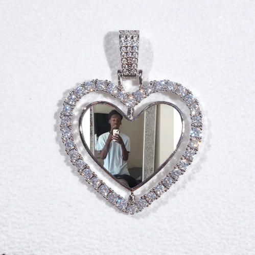 3D Spinning 2-Faced Heart Custom Picture Pendant
