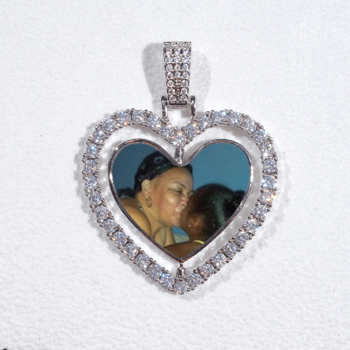 3D Spinning 2-Faced Heart Custom Picture Pendant