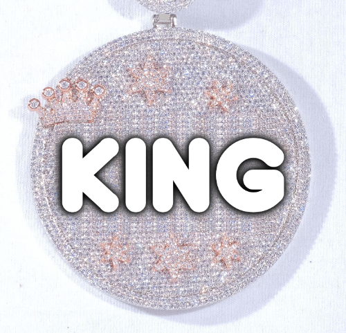 CUSTOM LETTER NECKLACE 3D BIG CROWN DISC