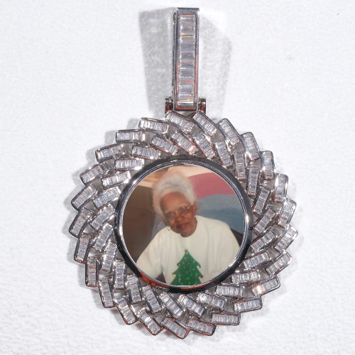 Large 3D Baguette Custom Picture Pendant