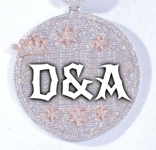 CUSTOM LETTER NECKLACE 3D BIG CROWN DISC