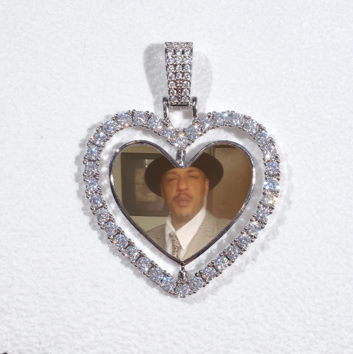 3D Spinning 2-Faced Heart Custom Picture Pendant