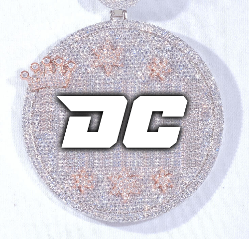 CUSTOM LETTER NECKLACE 3D BIG CROWN DISC