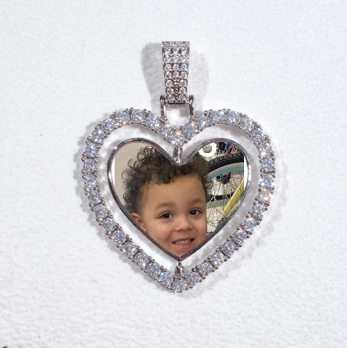 3D Spinning 2-Faced Heart Custom Picture Pendant
