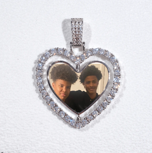 3D Spinning 2-Faced Heart Custom Picture Pendant