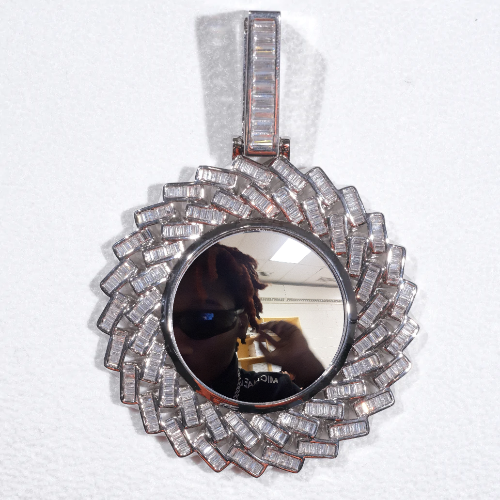 Large 3D Baguette Custom Picture Pendant