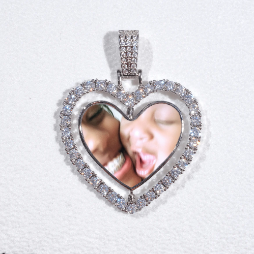 3D Spinning 2-Faced Heart Custom Picture Pendant