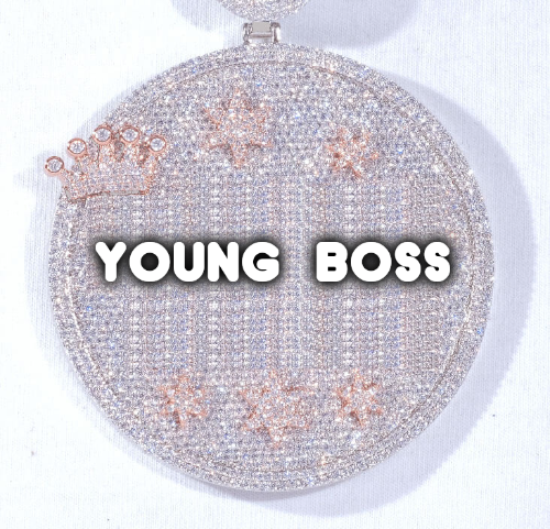 CUSTOM LETTER NECKLACE 3D BIG CROWN DISC