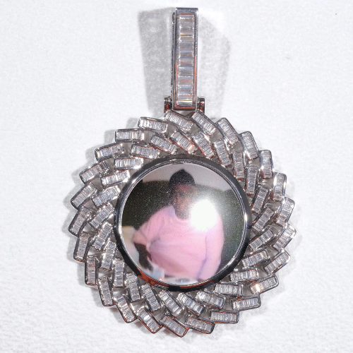 Large 3D Baguette Custom Picture Pendant