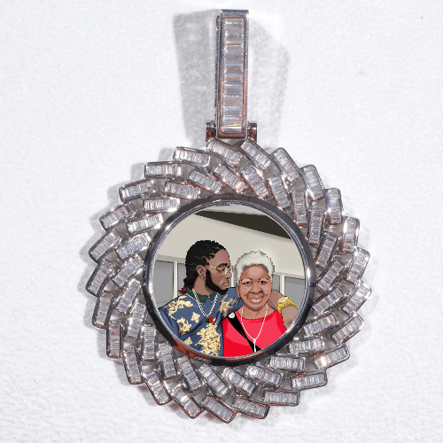 Large 3D Baguette Custom Picture Pendant