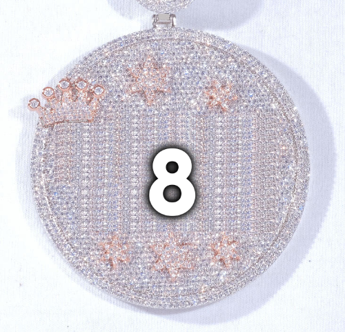 CUSTOM LETTER NECKLACE 3D BIG CROWN DISC