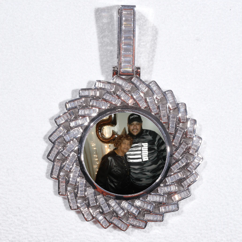 Large 3D Baguette Custom Picture Pendant