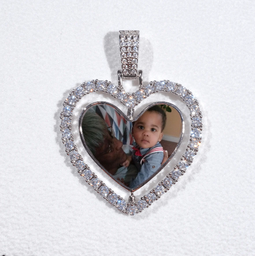 3D Spinning 2-Faced Heart Custom Picture Pendant