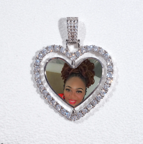 3D Spinning 2-Faced Heart Custom Picture Pendant