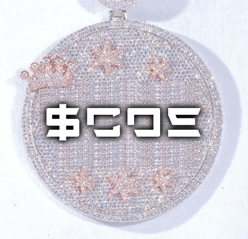 CUSTOM LETTER NECKLACE 3D BIG CROWN DISC