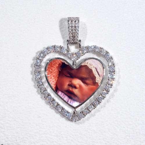 3D Spinning 2-Faced Heart Custom Picture Pendant