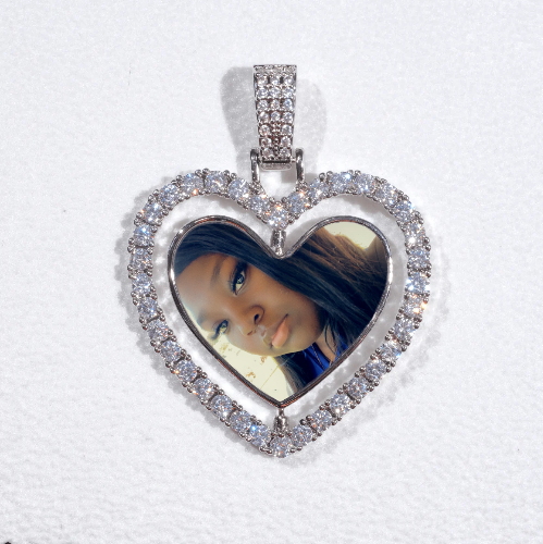 3D Spinning 2-Faced Heart Custom Picture Pendant