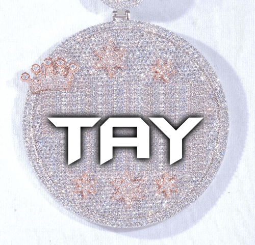 CUSTOM LETTER NECKLACE 3D BIG CROWN DISC
