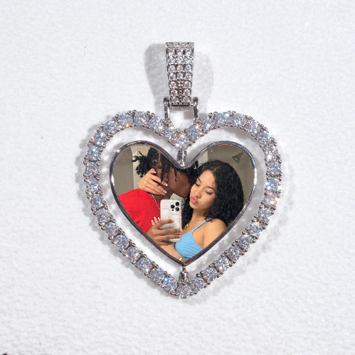 3D Spinning 2-Faced Heart Custom Picture Pendant