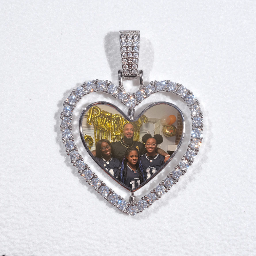 3D Spinning 2-Faced Heart Custom Picture Pendant