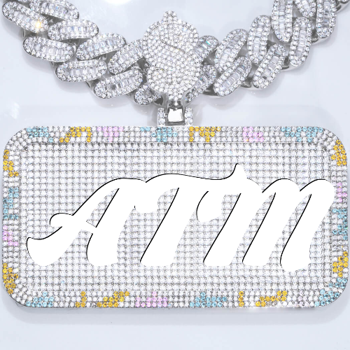 CUSTOM LETTER NECKLACE 3D COLORFUL SQUARE